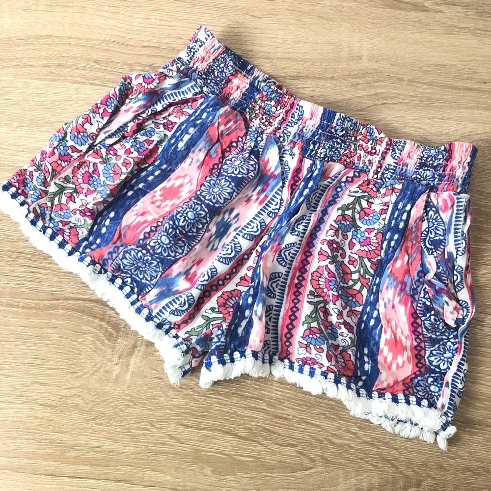 Joey B Girls Patterned Soft Fringe Trim Shorts